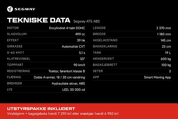 Segway AT5 ABS – SNØSKJÆR ELLER VINDSKJERM PÅ KJØPET 7 of 7