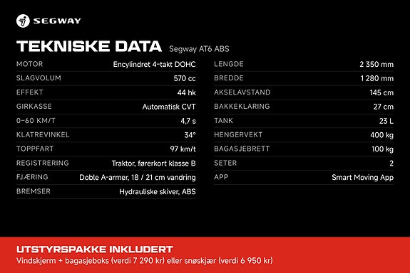 Segway AT6 ABS – 97 KM/T INKLUDERT UTSTYR TIL UNDER 100 000,- 7 of 7