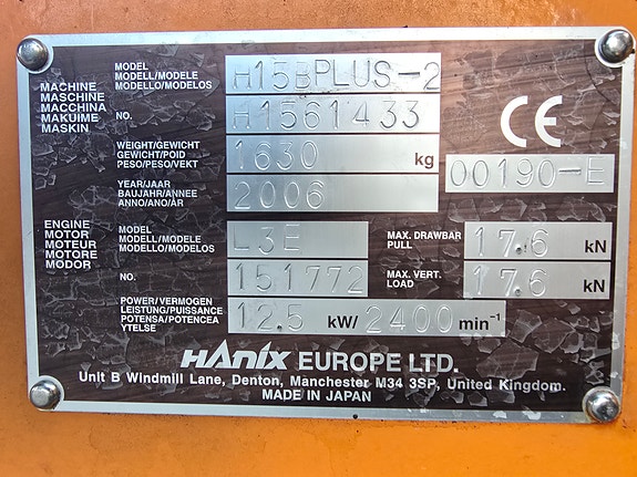 Hanix H15B Pluss 2  Kun 1437 timer 23 of 23