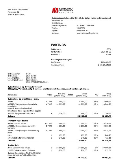 Volvo Penta 5.0Gi V 8 med sprekk i toppdeksel til salgs. Drev duo propell er ok. 11 of 11