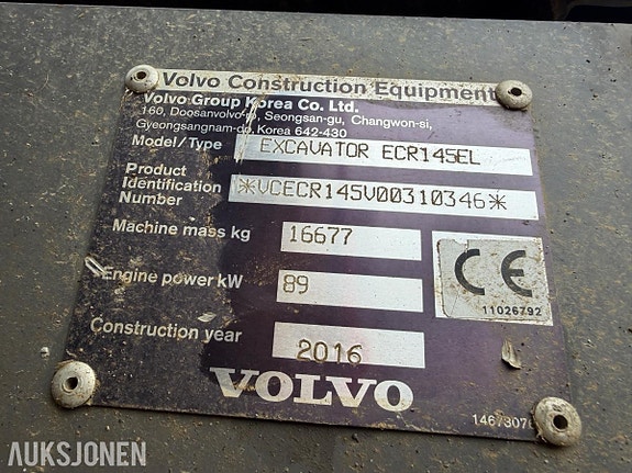 Volvo ECR145EL Beltegraver med GPS, rotortilt, skjær og kun 5952 timer 18 of 30
