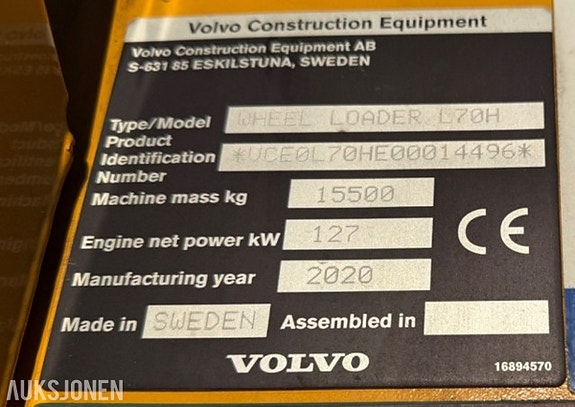Volvo L70H Hjullaster, 2514 t / skuffe 23 of 30
