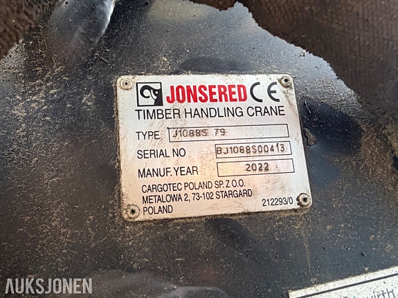 Andre 2022 - Jonsered J1088S 79 tømmerkran 2022 - Grabb og rotator - Betjeningssete med tak - Sakkyndig ko 25 of 30