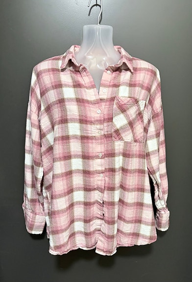Primark flanellskjorte S rosa rutete dame