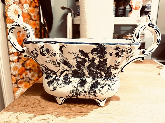 Vakker vintage italiensk jardinière / blomsterkrukke fra Bassano (Made in Italy)