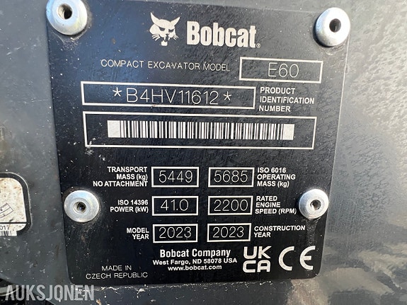 Bobcat E60 Rotortilt R2, sentralsmøring, fast puss 30 of 30