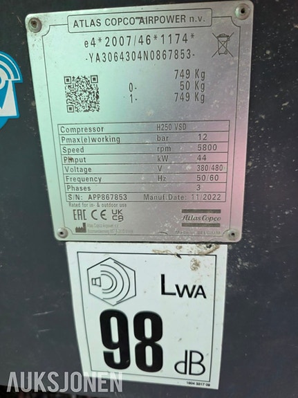 Atlas Copco E-Air 250 H250 VSD 12 of 12