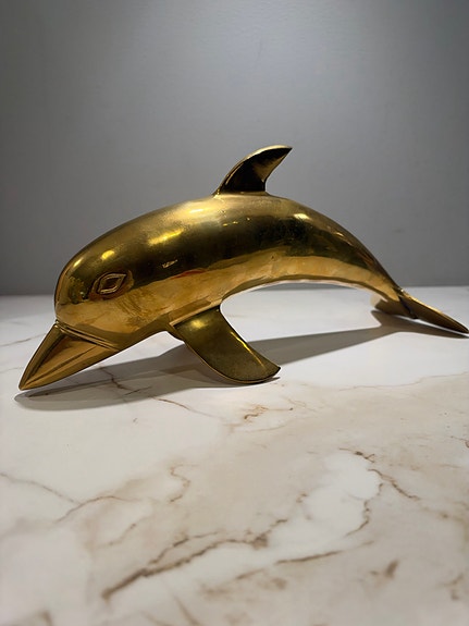 Messing delfin dekorfigur