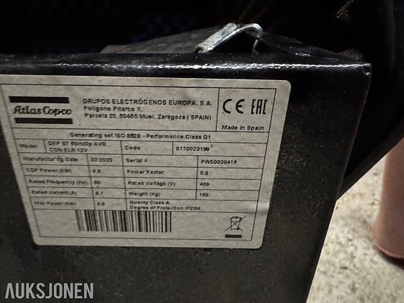 Atlas Copco QEP S7 Strømaggregat - 6,5 kW, 400 V 6 of 6