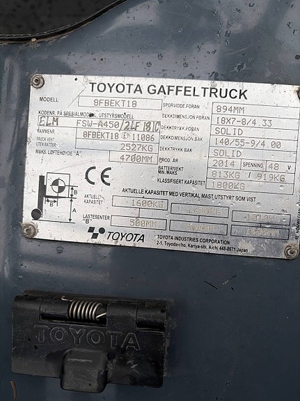 Toyota 8FBEKT18 strøken 10 of 14