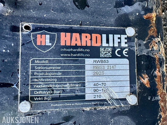 Hardlife RWB53 hydraulisk pigghammer 2-4 tonn 10 of 10