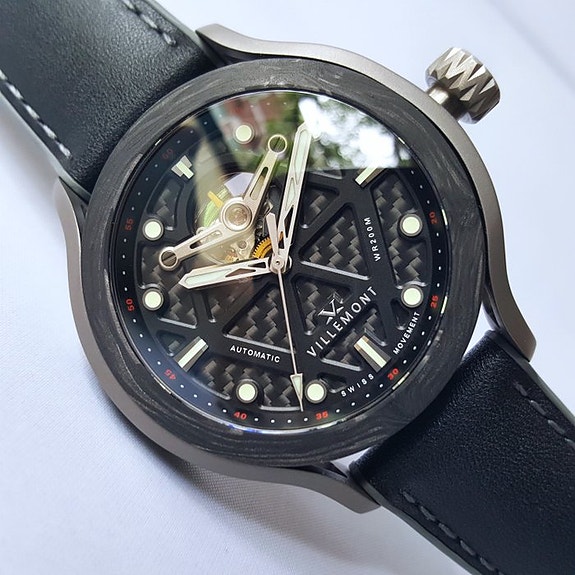 Villemont - Swiss Automatic - Limited Edition - Open Heart - Carbon - Titanium -