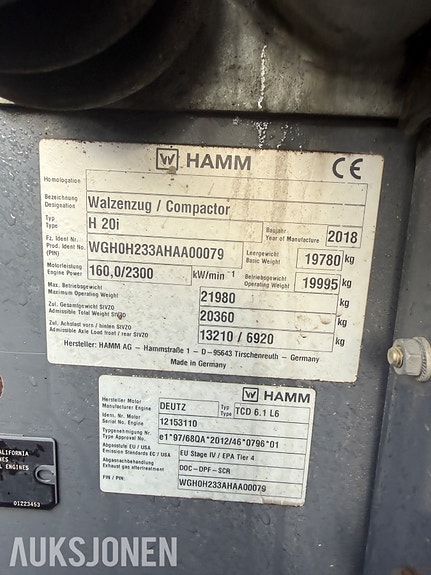 Hamm H20i vibrasjonsvals med Leica dokumentasjonsutstyr – kun 223 timer 28 of 29