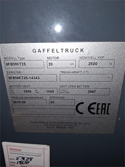 Toyota 8FBMKT25 4 of 4