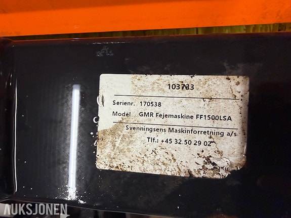 Andre GMR Stensballe FF1500 LSA frontkost - Mekanisk drift via kraftuttak - Hydraulisk sving - A-ramme for 6 of 7