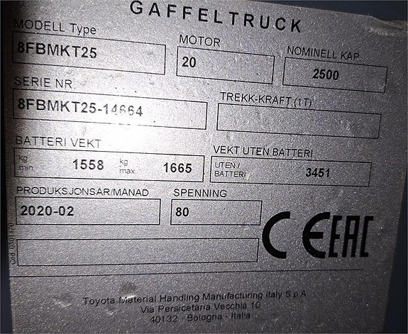 Toyota 8FBMKT25 4 of 4