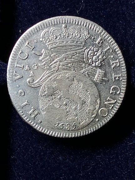 Italia, kongedømmet Napoli Carlos II. Tari da 20 Grana 1685