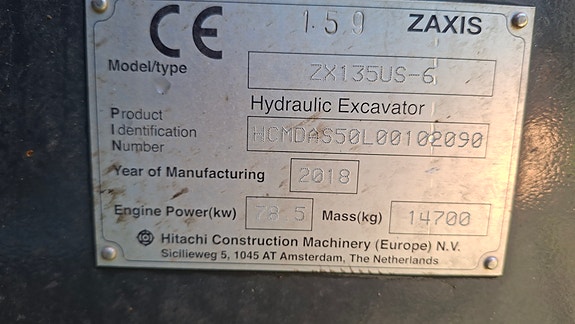 Hitachi ZX135US-6 12 of 12