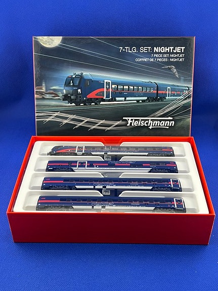 Fleischmann N - 6260065 - Modelltog lokomotiv (7) - 7-delt sett av Nightjet-pass