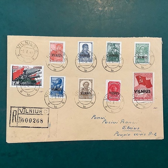 Det tyske keiserrike 1941 - Vilnius: komplett utgave av frankert brev med russis
