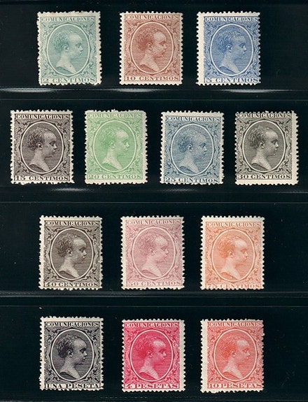 Spania 1889 - SPANIA 189-201 * Et sjeldent sett, ubrukt/originalt gummi, feilfri