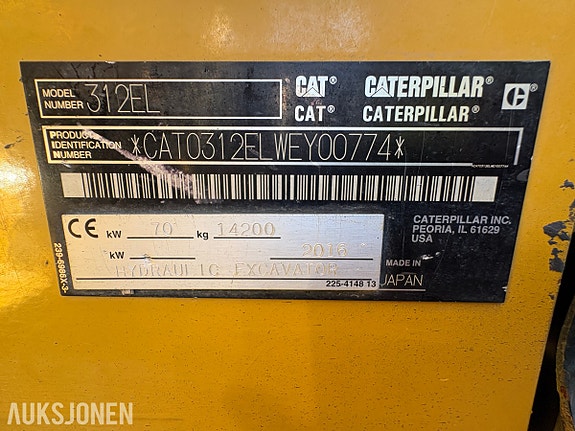 Cat 312EL beltegraver med S60-feste og tiltrotator 5 of 30