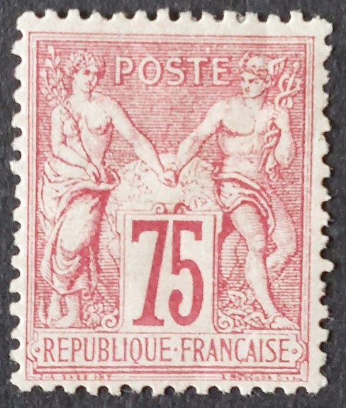 Frankrike 1876 - Sage Type I, N under B, 75 °C karmin - Yvert 71
