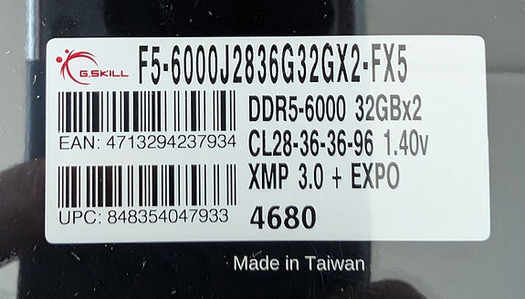 EXPO/XMP DDR5-6000 64GB CL28 Hynix A-Die