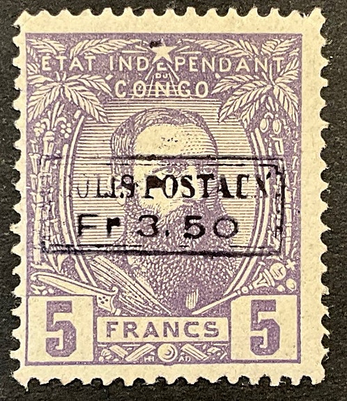 Den uavhengige staten Congo 1889 - Léopold II med opptrykk Colis Postaux 3fr på