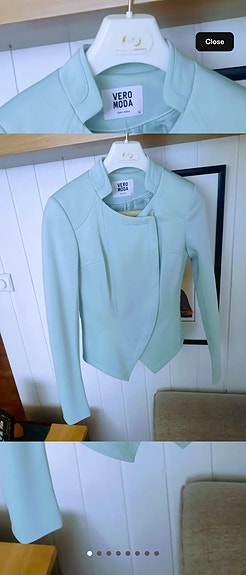 Unik mint farget Blazer m asymmetrisk glidelås..utrolig flott material.. elegant