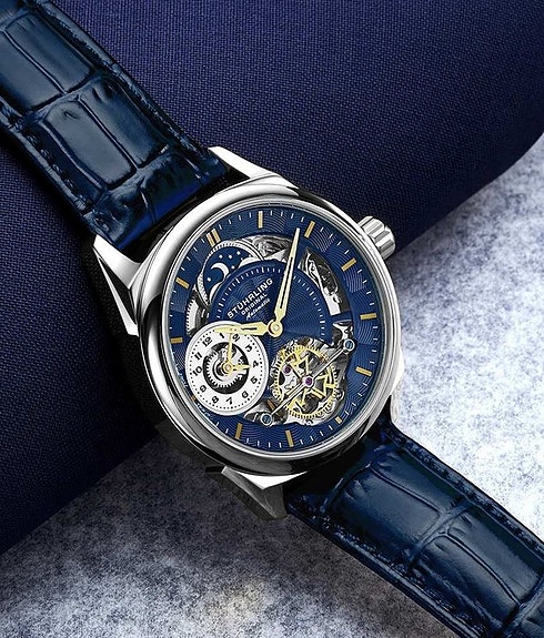 Stührling Original - Automatic - PRESIDIA - Moon Sun - Dual Time - Open Heart -