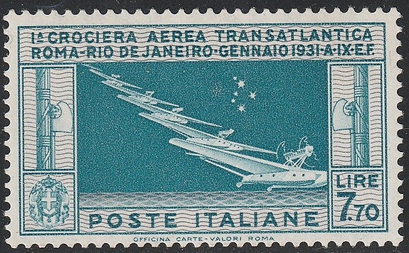 Kongeriket Italia 1930 - PA Balbo 7,70 l. Sass 25 ekstremt sentrert, intakt MNH*