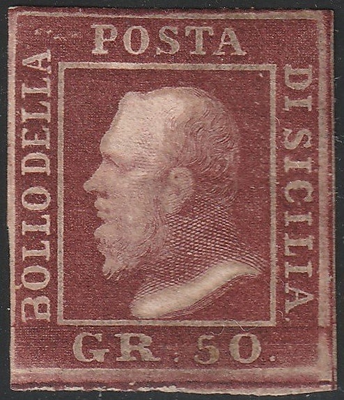 Antikke italienske stater - Sicilia 1859 - 50 g brun lakk, posisjon nr. 29, Sass