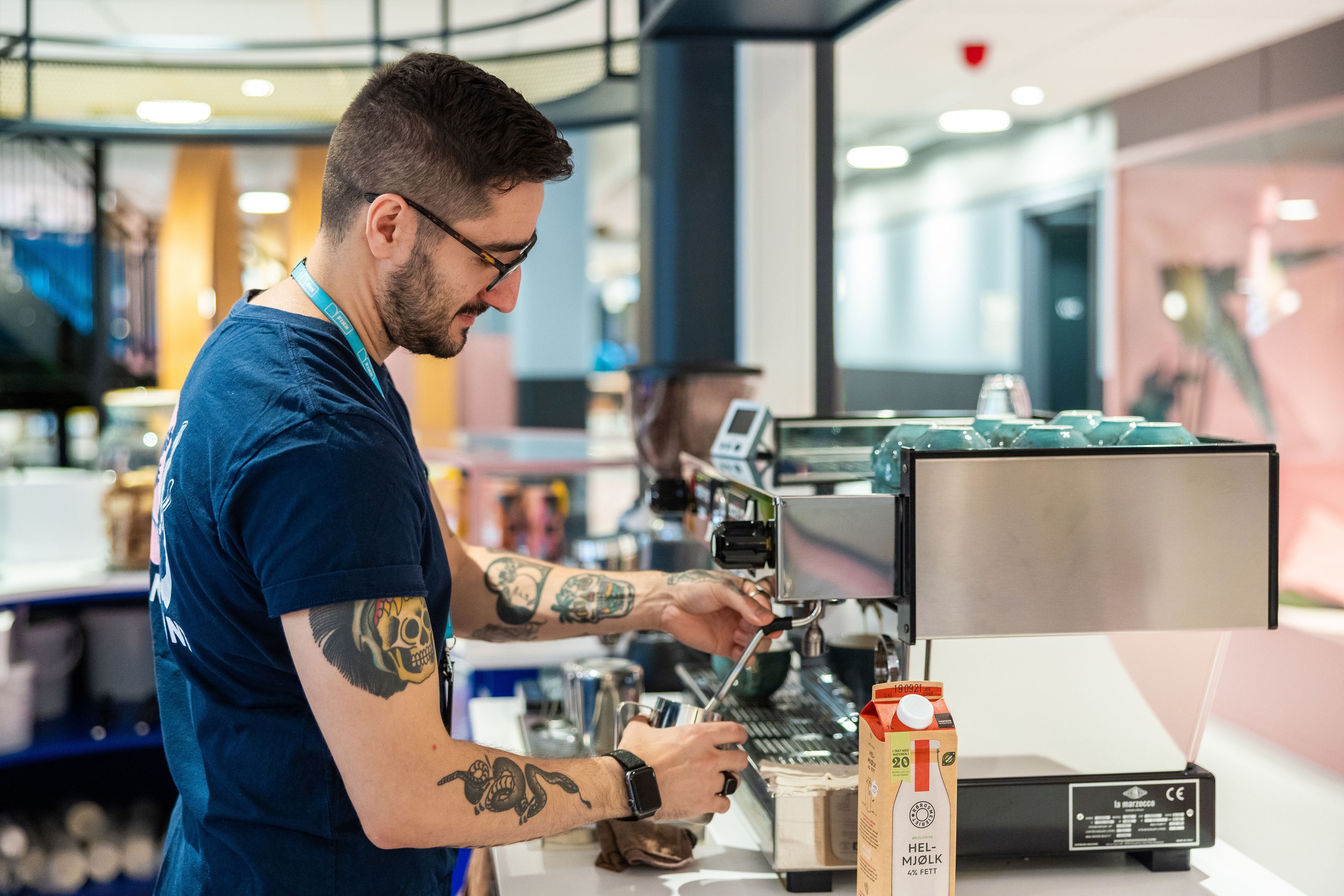 We have our own barista and coffee bar!