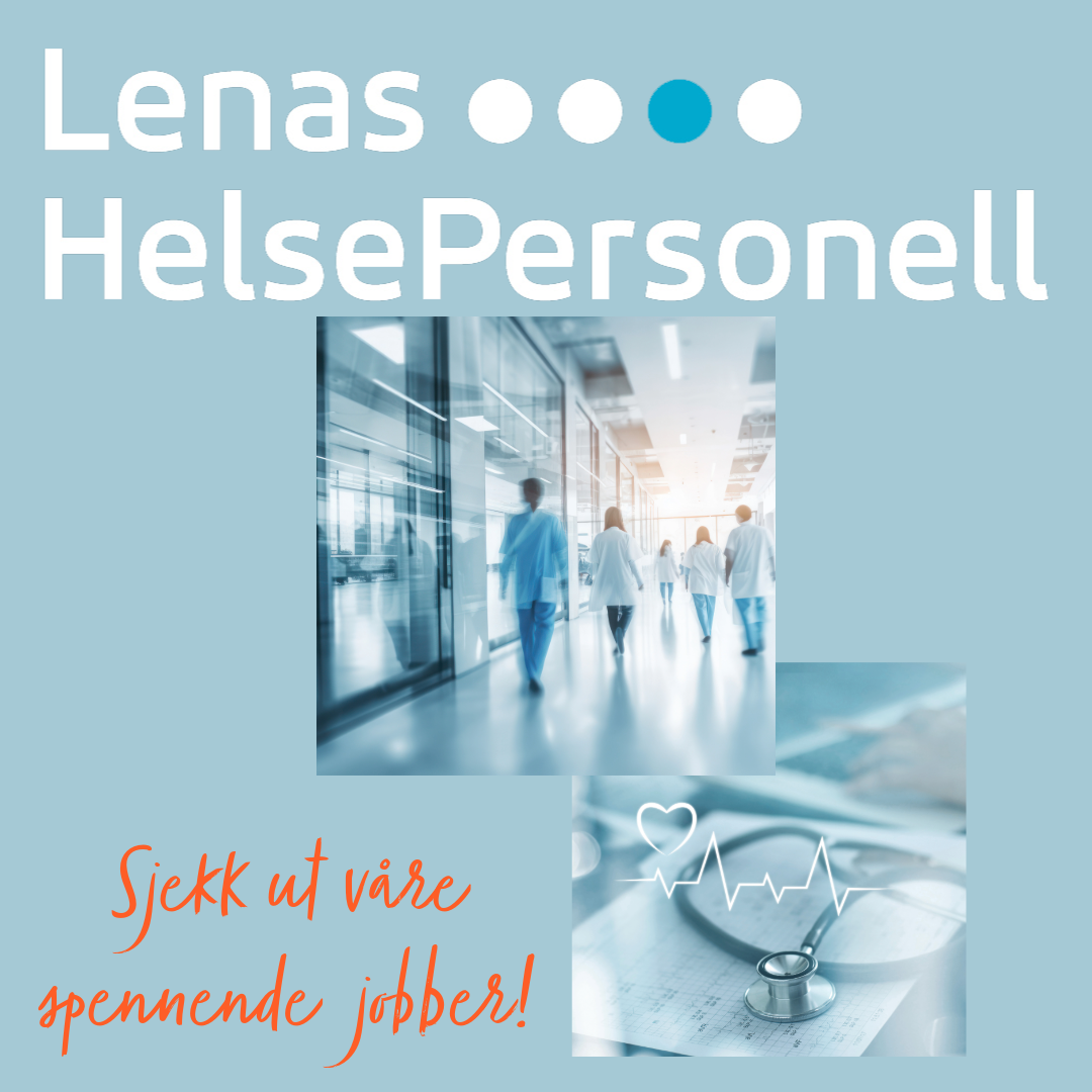 Bilde med logo og helsepersonell i korridor